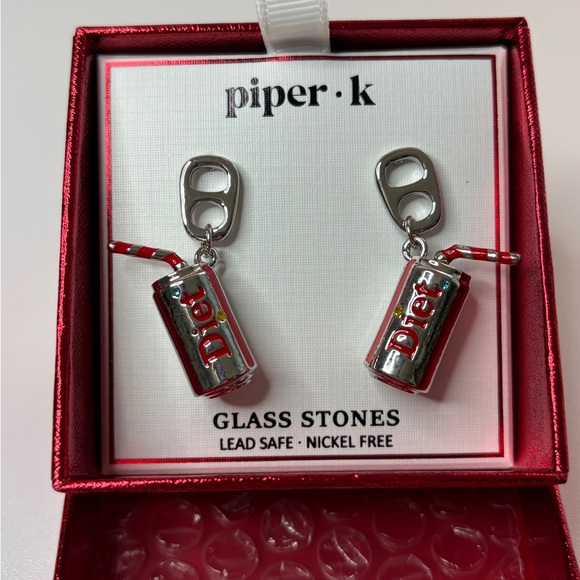 Piper Jewelry - Piper K Red and Silver Diet Soda Can Earrings